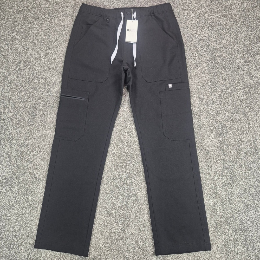 FIGS Cairo Cargo Scrub Pants Mens XS Short Black Straight Leg 27" Inseam